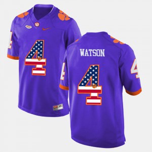 Clemson National Championship #4 For Men DeShaun Watson Jersey Purple Player US Flag Fashion 638946-771