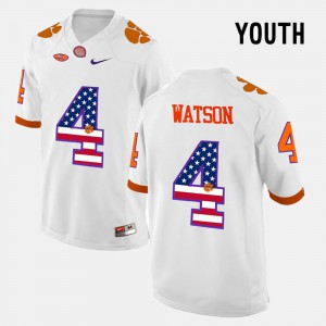 CFP Champs #4 Youth DeShaun Watson Jersey White Player US Flag Fashion 285483-472