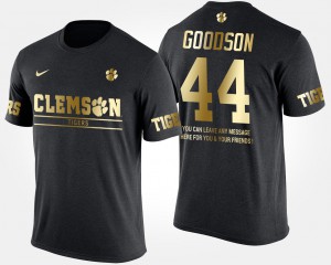 Clemson Tigers #44 Men's B.J. Goodson T-Shirt Black NCAA Short Sleeve With Message Gold Limited 330676-530