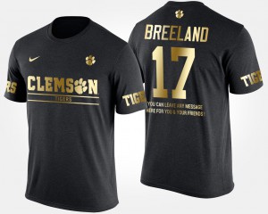 Clemson University #17 For Men Bashaud Breeland T-Shirt Black Stitched Gold Limited Short Sleeve With Message 777192-137