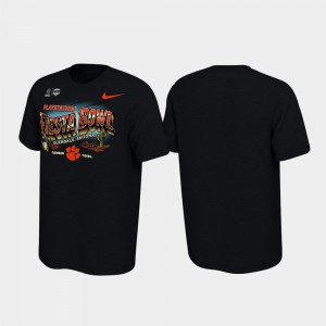 Clemson University Mens T-Shirt Black Stitched Illustrations 2019 Fiesta Bowl Bound 602228-627