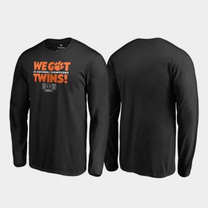 Clemson National Championship For Men T-Shirt Black We Got Twins Long Sleeve College Football Playoff 2018 National Champions Stitched 616338-851