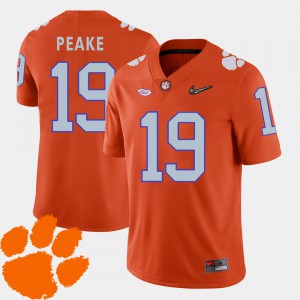 Clemson University #19 Men Charone Peake Jersey Orange 2018 ACC College Football College 809231-538