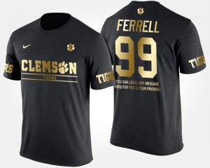 Clemson National Championship #99 Men Clelin Ferrell T-Shirt Black Player Short Sleeve With Message Gold Limited 713793-545