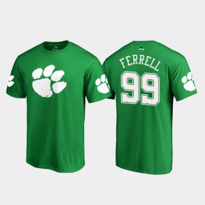 Clemson National Championship #99 For Men Clelin Ferrell T-Shirt Kelly Green White Logo St. Patrick's Day Embroidery 161671-449