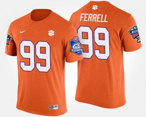 Clemson University #99 For Men Clelin Ferrell T-Shirt Orange NCAA Bowl Game Atlantic Coast Conference Sugar Bowl 407243-355