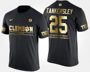 Clemson University #25 For Men Cordrea Tankersley T-Shirt Black Short Sleeve With Message Gold Limited High School 752289-762