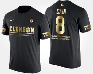 CFP Champs #8 Mens Deon Cain T-Shirt Black NCAA Short Sleeve With Message Gold Limited 153839-715