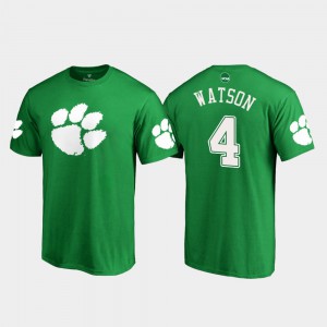 Clemson #4 Men's Deshaun Watson T-Shirt Kelly Green White Logo St. Patrick's Day College 615173-319
