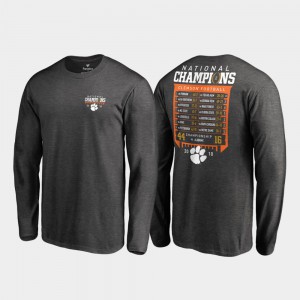 Clemson University Men T-Shirt Heather Gray College 2018 National Champions Hardcount Long Sleeve College Football Playoff 755323-138