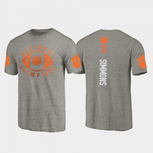 Clemson National Championship #11 For Men's Isaiah Simmons T-Shirt Gray High School 2018 National Champions College Football Playoff 797767-532