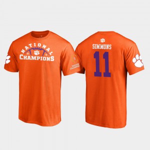 Clemson #11 Men's Isaiah Simmons T-Shirt Orange Pylon College Football Playoff 2018 National Champions Player 919076-373