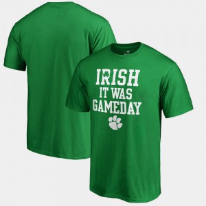 Clemson For Men's T-Shirt Kelly Green College St. Patrick's Day Irish It Was Gameday 403162-538