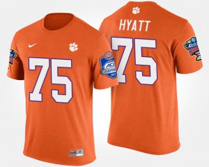 Clemson National Championship #75 Men Mitch Hyatt T-Shirt Orange NCAA Bowl Game Atlantic Coast Conference Sugar Bowl 732119-742