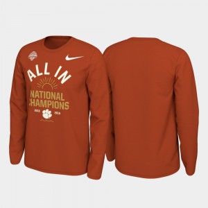 Clemson University Mens T-Shirt Orange Embroidery 2018 National Champions Celebration Long Sleeve College Football Playoff 280291-268