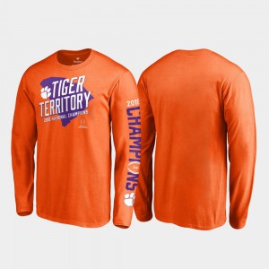 Clemson National Championship Men T-Shirt Orange Embroidery 2018 National Champions Nickel Long Sleeve College Football Playoff 234844-785