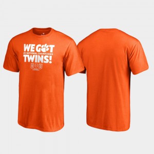 Clemson University Men T-Shirt Orange We Got Twins College Football Playoff 2018 National Champions Stitched 664355-705
