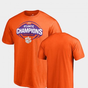 Clemson National Championship Mens T-Shirt Orange Embroidery College Football 2018 ACC Atlantic Division Champions 629217-728