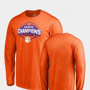 Clemson Tigers Men T-Shirt Orange Football Long Sleeve 2018 ACC Atlantic Division Champions Player 449228-250