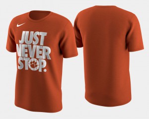 Clemson National Championship Men's T-Shirt Orange Basketball Tournament Just Never Stop March Madness Selection Sunday Embroidery 901829-578