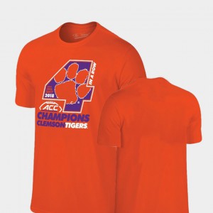 Clemson University For Men T-Shirt Orange Official 2018 ACC Football Champions Locker Room Original Retro Brand 460746-845