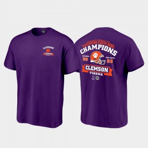 Clemson National Championship For Men T-Shirt Purple Score College Football Playoff 2019 Fiesta Bowl Champions Embroidery 334795-368