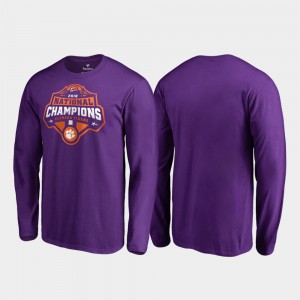 Clemson National Championship For Men's T-Shirt Purple Stitched 2018 National Champions Gridiron Long Sleeve College Football Playoff 266510-298