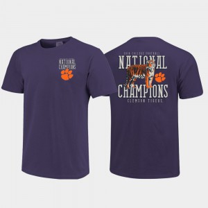 Clemson Tigers For Men's T-Shirt Purple Mascot Comfort Colors College Football Playoff 2018 National Champions University 599738-635