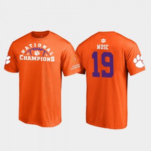 Clemson Tigers #19 For Men Tanner Muse T-Shirt Orange Pylon College Football Playoff 2018 National Champions Official 770314-155
