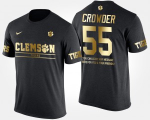 Clemson University #55 Mens Tyrone Crowder T-Shirt Black University Gold Limited Short Sleeve With Message 338288-946