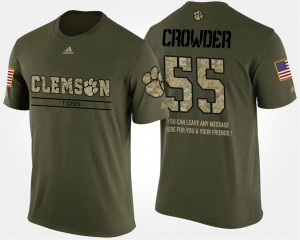Clemson #55 For Men's Tyrone Crowder T-Shirt Camo Official Short Sleeve With Message Military 778844-335