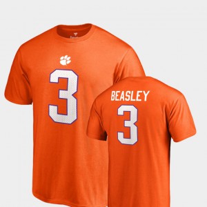Clemson National Championship #3 For Men Vic Beasley T-Shirt Orange Stitch Name & Number College Legends 408837-896