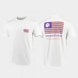 Clemson National Championship For Men's T-Shirt White University Vineyard Vines Americana Flag 668180-457