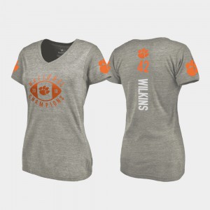 CFP Champs #42 Women Christian Wilkins T-Shirt Gray Stitched 2018 National Champions College Football Playoff V-Neck 539553-666