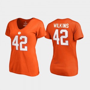 CFP Champs #42 Women Christian Wilkins T-Shirt Orange Embroidery College Legends V-Neck Name & Number 584395-145