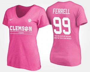 CFP Champs #99 Women's Clelin Ferrell T-Shirt Pink NCAA With Message 767767-353