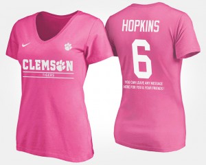 CFP Champs #6 Women's DeAndre Hopkins T-Shirt Pink High School With Message 719029-796