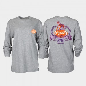 CFP Champs Women's T-Shirt Heather Gray High School 2018 National Champions Detailed Mascot Long Sleeve College Football Playoff 476148-200