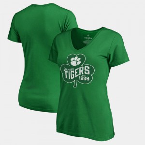 Clemson University Womens T-Shirt Kelly Green Embroidery Paddy's Pride Fanatics St. Patrick's Day 954801-333