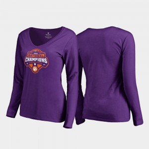 Clemson Tigers For Women T-Shirt Purple Player 2018 National Champions Champions Gridiron Long Sleeve College Football Playoff 450961-271
