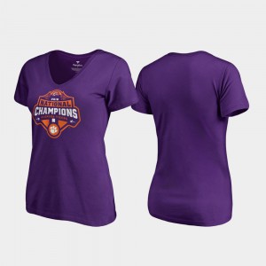 CFP Champs For Women T-Shirt Purple Gridiron V-Neck College Football Playoff 2018 National Champions NCAA 691879-748