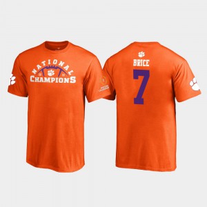Clemson University #7 Youth Chase Brice T-Shirt Orange Pylon 2018 National Champions Stitched 894258-235
