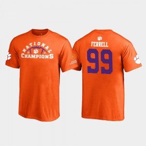 Clemson University #99 For Kids Clelin Ferrell T-Shirt Orange NCAA 2018 National Champions Pylon 211092-625