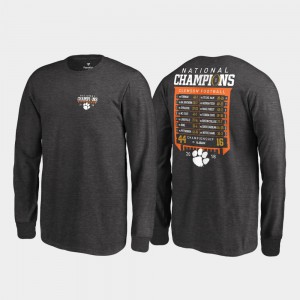 Clemson University Kids T-Shirt Heather Gray Hardcount Schedule Long Sleeve College Football Playoff 2018 National Champions Official 735207-849