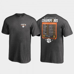 Clemson For Kids T-Shirt Heather Gray Official 2018 National Champions Hardcount Schedule College Football Playoff 607053-589