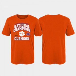 Clemson National Championship Youth(Kids) T-Shirt Orange Embroidery 2018 National Champions College Football Playoff 945841-482